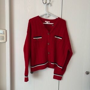 Joe Fresh red military style sweater